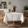 Rustic Embroidery Cotton Linen Tablecloth Waterproof Coffee Leaves Pattern Rectangle Table Cover 10