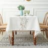 Rustic Embroidery Cotton Linen Tablecloth Waterproof Coffee Leaves Pattern Rectangle Table Cover 11