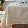 Beige Daisy Lace Tassels Cotton Tablecloth Rustic Boho Rectangle Table Cover For Tea Tables Kitchen 10