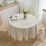 Solid Color Round Cotton Linen Tablecloth Tassel DustProof Table Cover For Kitchen Dining  Farmhous 6