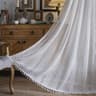 Boho Crochet Lace SemiSheer Window Curtain Panel Hollow Knitted Drapery With Tassels For Living Roo 9