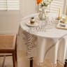 Solid Embroidered Round Tablecloth With Fringe Tassels DustProof Fabric Table Cover For Kitchen  Di 7