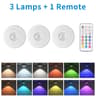RGB LED Rechargeable Puck Lights With Remote Control For Display  Cabinet 8