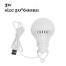 5V USBPowered LED Camping Light Bulb With 12m Cable  Battery Clip Line 3W12W 6