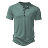 Mens Premium Henley Collar Short Sleeve TShirt  HighQuality Casual Solid Color Summer Polo Shirt 12