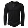 Mens Cotton Long Sleeve Henley TShirt  Autumn Casual Slim Fit Solid Color Breathable Button Top 8