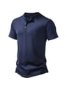 Mens Summer Basic Henley TShirt  Casual Short Sleeve Outdoor Breathable Streetwear Pullover 6