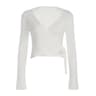Womens 2Piece Flare Sleeve Crop Cardigan  Loose Pants Lounge Set  Autumn LaceUp Solid Color Outfit 13