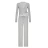 Womens 2Piece Flare Sleeve Crop Cardigan  Loose Pants Lounge Set  Autumn LaceUp Solid Color Outfit 11