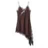 Satin Sexy Lace Spliced Short Sling Dress  Sleeveless Backless Asymmetric Party Mini Dress For Wome 6