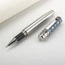 Luxury Business Deep Blue Oversized Metal Rollerball  Ballpoint Pen  Silver Clip  Smooth Blue Ink 24