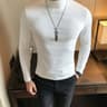 Mens HighElasticity Turtleneck TShirt  Slim Fit Long Sleeve Solid Bottoming Pullover 8