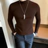 Mens HighElasticity Turtleneck TShirt  Slim Fit Long Sleeve Solid Bottoming Pullover 10