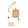 Boho Rattan Woven Wall Sconce  Retro Hemp Rope E27 Bedside Light Fixture 7