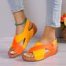 Women Contrast Color Peep Toe Platform Wedge Sandals Non Slip Summer Comfort Shoes 8