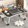 Portable Laptop Desk With Usb Light Small Fan Cup Holder Tablet Slot Lifting Handle 9