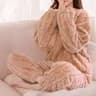Womens Winter Pajama Set Long Sleeve Top And Elastic Waist Pants 10