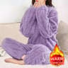 Womens Winter Pajama Set Long Sleeve Top And Elastic Waist Pants 7