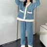 Womens Winter Pajama Set Long Sleeve Top And Elastic Waist Pants 16