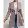 Womens Winter Lapel Coat Long Sleeve Solid Color Button Up Outerwear 8