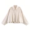 Womens Suede Bomber Jacket In Brown And Green 11