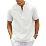 Mens Casual Linen Short Sleeve Shirt 11