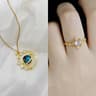Luxury Designer Star Saturn Pendant Necklace For Women Stainless Steel Chain 16