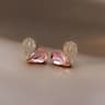 Crystal Heart Stud Earrings For Women Sparkle Charm Jewelry 6