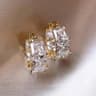 Elegant Gold Hoop Earrings With Square Gem Accents For Women 5