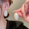 Large Oval Pearl Necklace And Stud Earring Set For Women 6