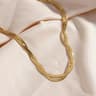 Gold Plated Waterproof Braided Herringbone Chain Necklace And Bracelet Set For Women 7