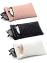 Double Layer Portable Squeeze Glasses Case Soft PU Leather Storage Bag 12