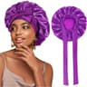 Satin Sleeping Bonnet With Stretchy Tie Band Adjustable Hair Cover For Women 18