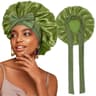 Satin Sleeping Bonnet With Stretchy Tie Band Adjustable Hair Cover For Women 20