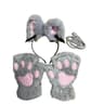 Adorable Cat Paw Gloves And Ear Headwear Set For Cute Winter Style 11
