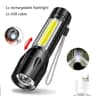 USB Rechargeable Mini COB And XPE LED Flashlight With Zoom And Pen Clip 12