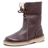 Women Winter PU Leather Boots Flat Fleece Lined Ankle Shoes 10