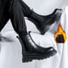 Men Knee High Winter Knight Boots Thick Square Heel Motorcycle Shoes 2