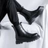 Men Knee High Winter Knight Boots Thick Square Heel Motorcycle Shoes 1