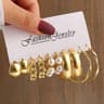 Vintage Gold Geometry Pearl Earring Set 10