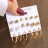 Vintage Gold Geometry Pearl Earring Set 17