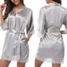 Womens Glossy Ice Silk Nightgown Robe 7