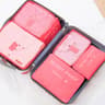 Waterproof Luggage Clothing Bag With Zipper 6 Pcs Set Travel Storage Bag Large Capacity Pink Blue G 1
