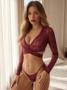 Elegant Lace Lingerie Set Back To School Backpack See Through Strapless Sexy Sleepwear For Women 3