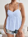 Womens Babydoll Cami Eyelet Tank Top Flowy V Neck Womens Summer Top 6
