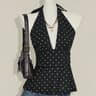 Effortless Charm Polka Dot Backless Top With Adjustable Halter Neck 7