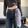 Natural Fox Fur Tail Keychain Fluffy Wolf Tail Bag Charm Car Accessory 2