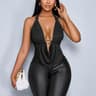 Backless Lace Up Deep V Neck Slim Fit Party Tank Top For Women 0