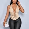Backless Lace Up Deep V Neck Slim Fit Party Tank Top For Women 2