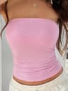Womens Knit Strapless Open Back Top Summer Fashion Top 1